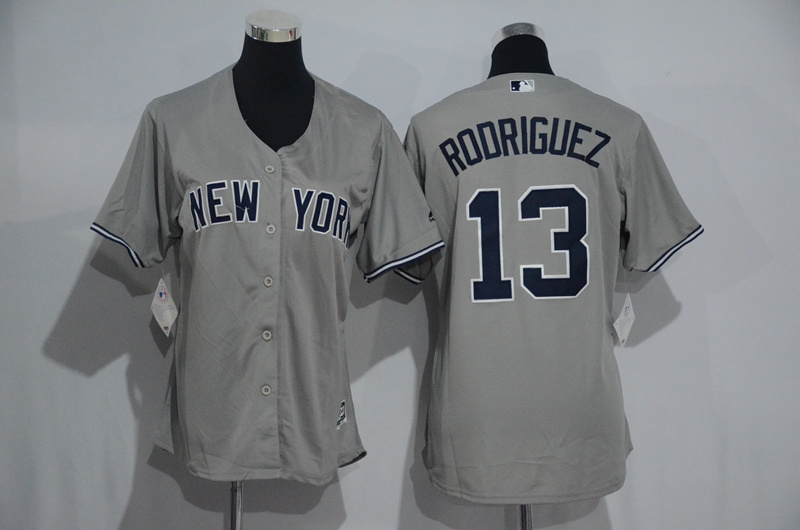Womens 2017 MLB New York Yankees #13 Rodriguez Grey Jerseys